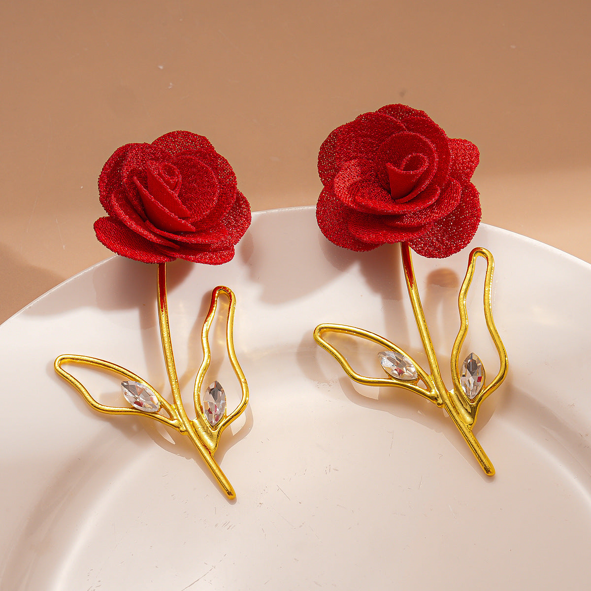 18K Gold Plated Rose Flower charm, Gold Tone Red Rose Charm, Wine Red Flower Pendant Charm, Flower Jewelry Accessories for Making Supplies