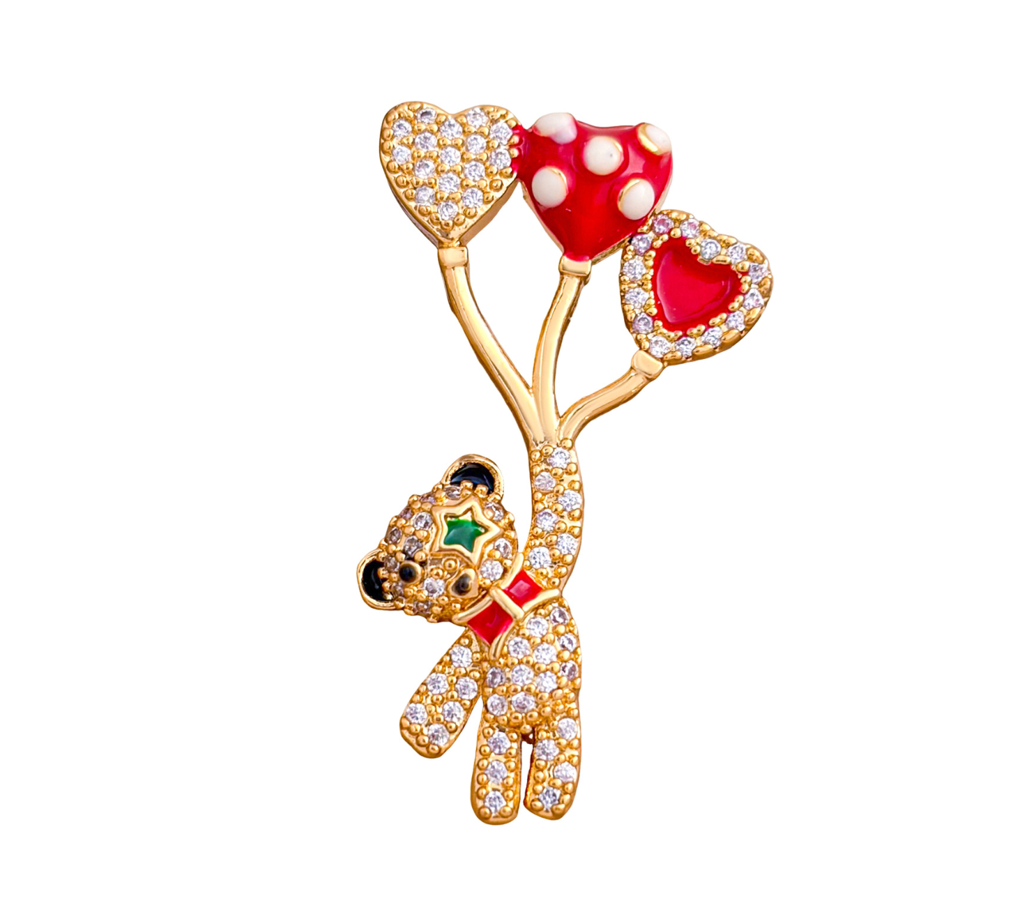 1 Pack Micro pave gold bear charm teddy charm necklace pendant / keychain / earrings / kids crafts