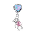 Translucent Opal Balloon Bear Charm, 925 Sterling Silver Charm for Bracelets, Necklace Pendants