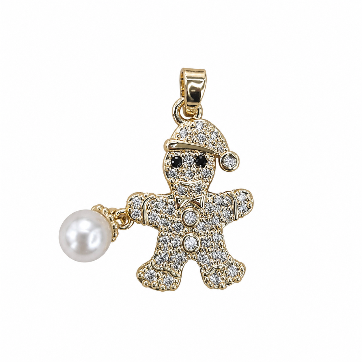 Christmas Child Charm Christmas Child Pendant Holding a Snowball Made of Pearl