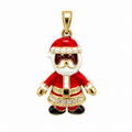 🎅 Santa Claus Red Enamel Pendant Necklace – Festive Christmas Charm with CZ Details Holiday Gift Jewelry for Her