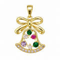 A Golden Bell Wrapped in Celebration — Bow Design Holiday Pendant with Sparkling CZ Accents Christmas Jewelry Charm Necklace