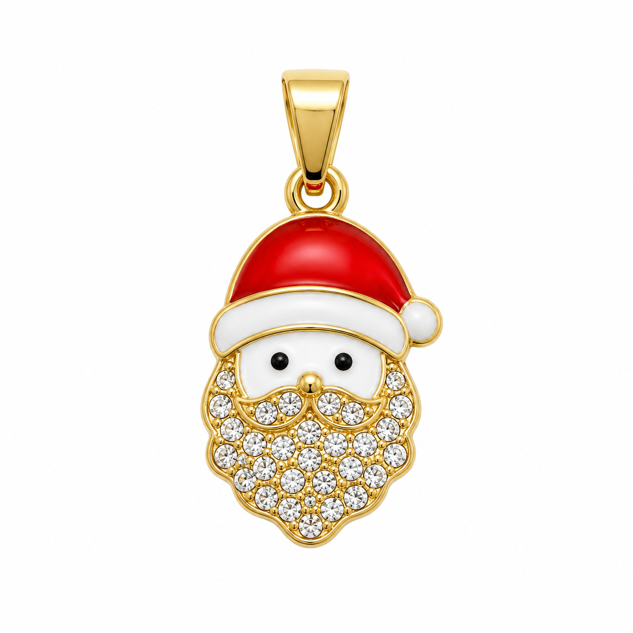 🎄 Sparkling Santa & Snow Christmas Charm Pendant – Gold Plated Festive Jewelry with Crystal Shine Holiday Gift Idea