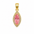 10 PCs Charms Shaped Them Oval Gem Pendant Pink with Sided Diamonds Decoration