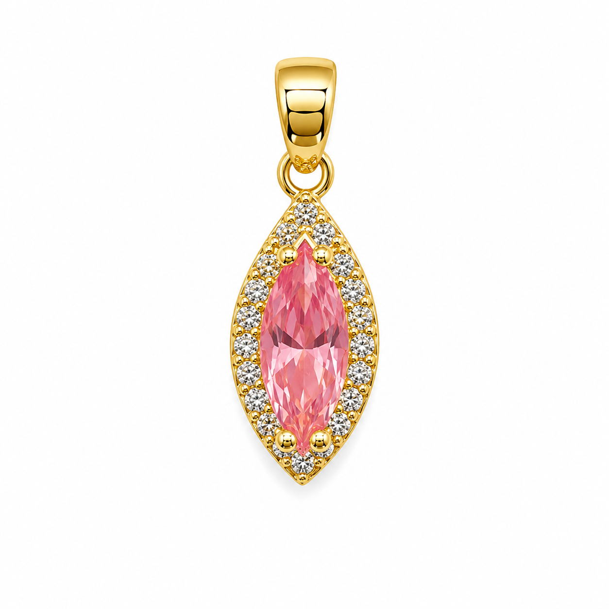 10 PCs Charms Shaped Them Oval Gem Pendant Pink with Sided Diamonds Decoration