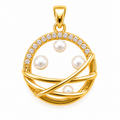 10 Pcs Charms Shaped Them Round Pendant with Preal and Ring Design